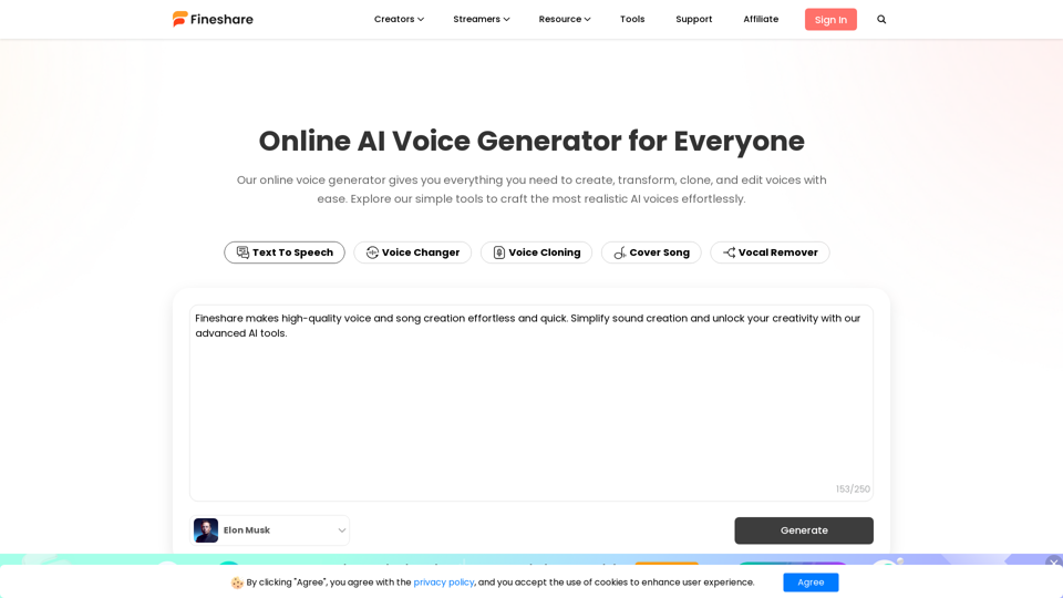 AI Voice Generator: Free Voice Changer & TTS | Fineshare