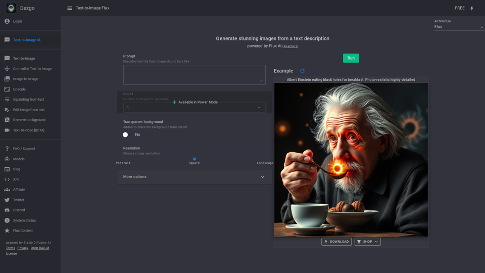 Text-to-Image Flux - Online Free AI Image Generator - Dezgo