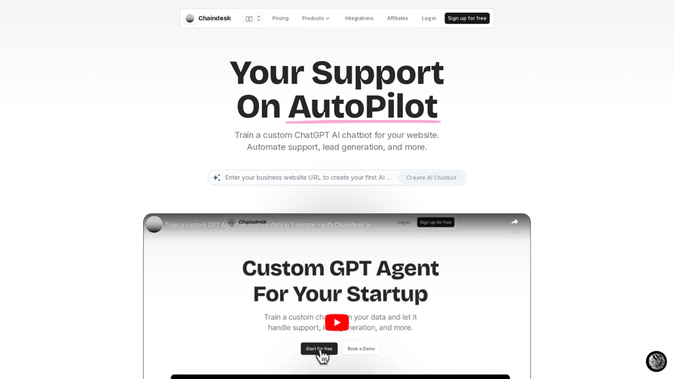 Chaindesk - Build a ChatGPT AI Chatbot for your website