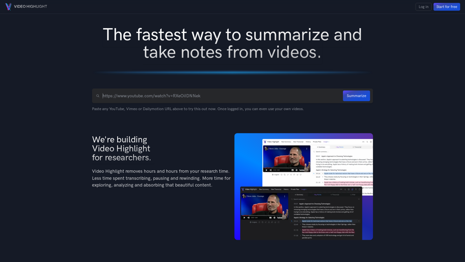 Video Highlight - AI-Powered Summarization, Transcription & Note-Taking